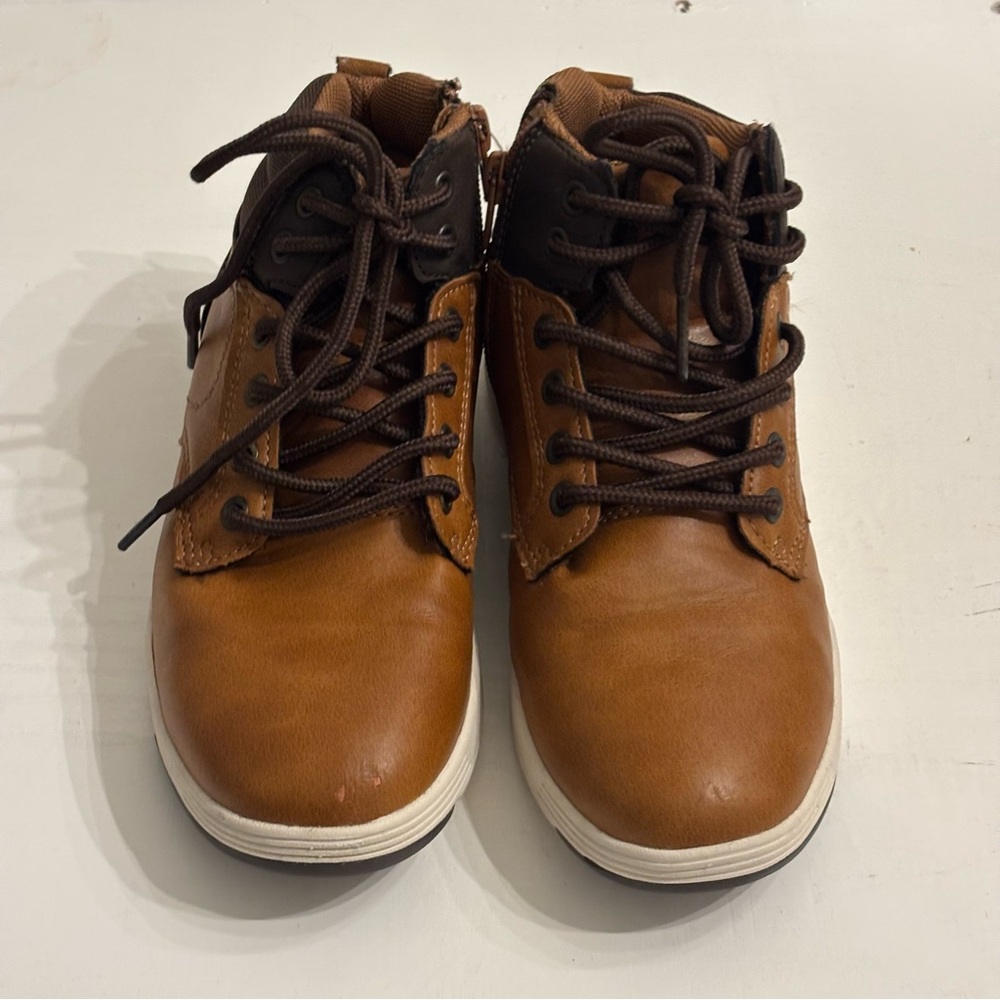 Boys Brown Leather Shoes Boots Perry Ellis Size 2